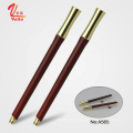 Luxury slim wooden roller pen with golden trims logo engrave for gift